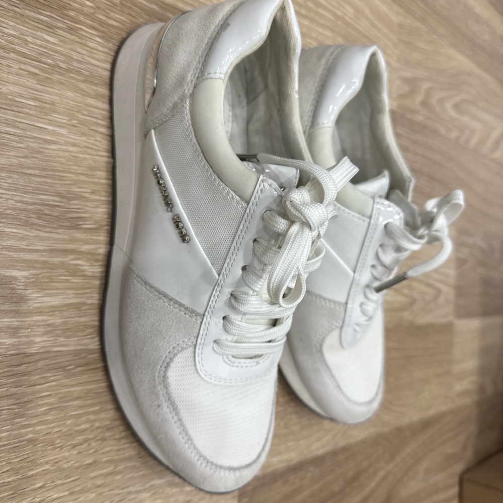 Michael Kors White and Silver Sneakers